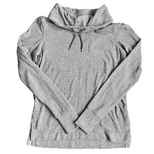 BASS Cowl Neck Grey & White Striped Sweatshirt Size Small